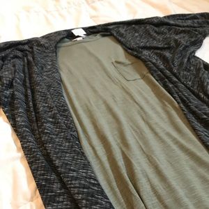 Lularoe Carly Black sleeves with Green body